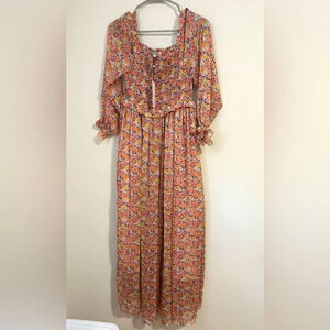 NWT Molly Bracken x Lily Sedonio Floral off the shoulder smocked maxi dress